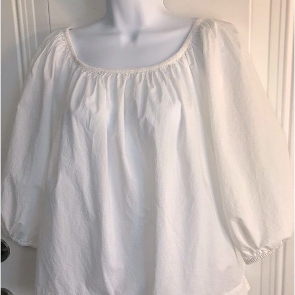 🔴 4/$15 H&M off-white cotton peasant lightweight top blouse size S in EUC - Picture 5 of 14